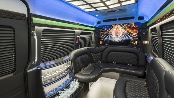 Interior of Charter Bus Company Kingsport's Sprinter Limo in Kingsport